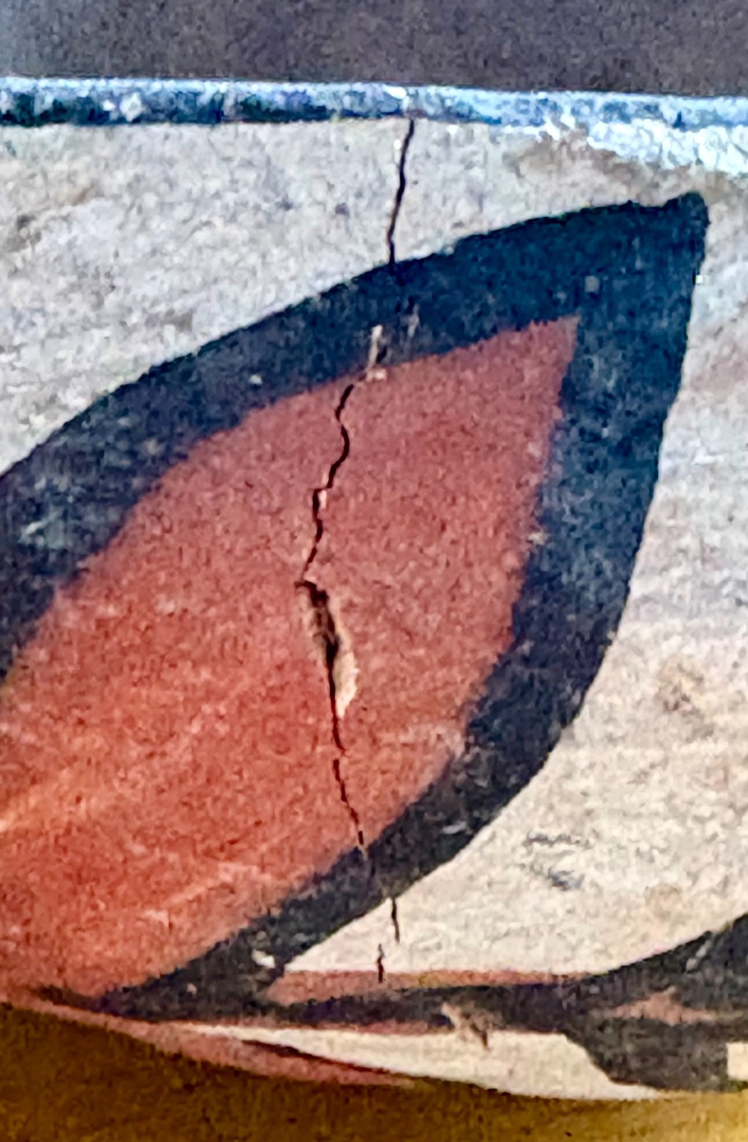 Antique Southwest NM ISLETA Pottery Bowl w/ Rope Twist Handle 4" x 4 1/4" AS-IS