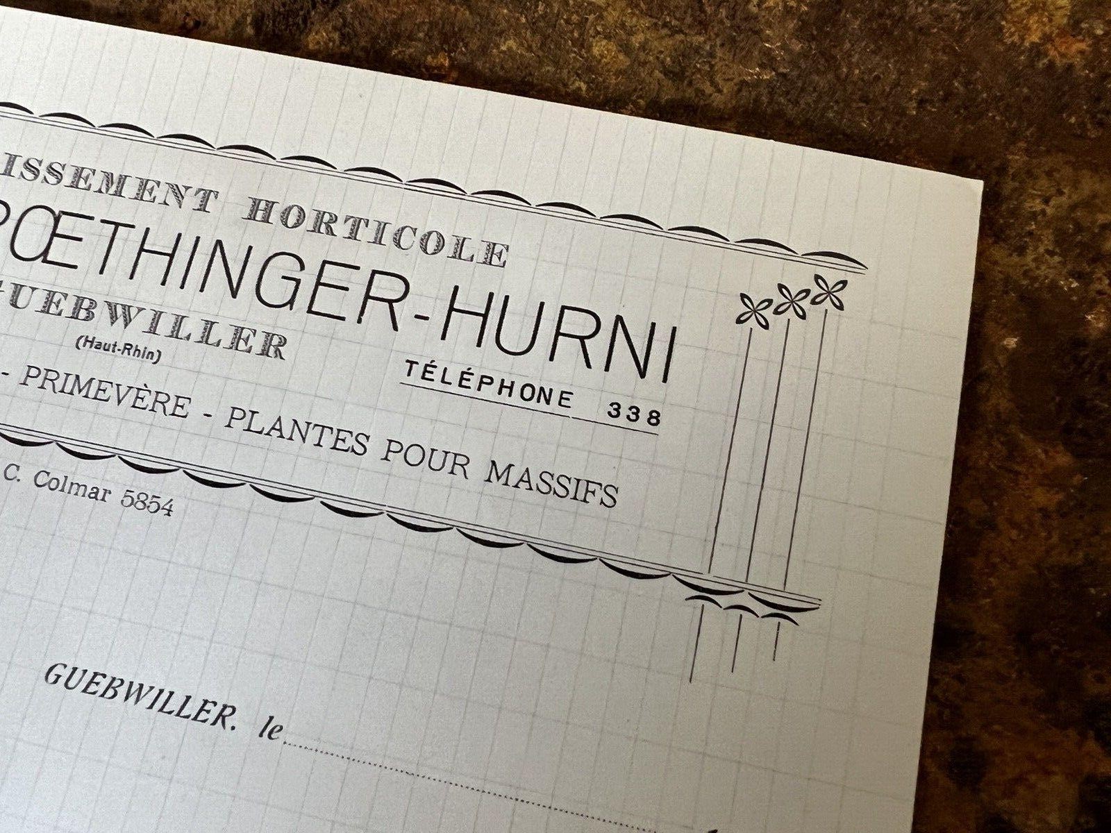 ATQ VTG French Invoice Letterhead (Lot of 10) Unused Stationary Ephemera Flower