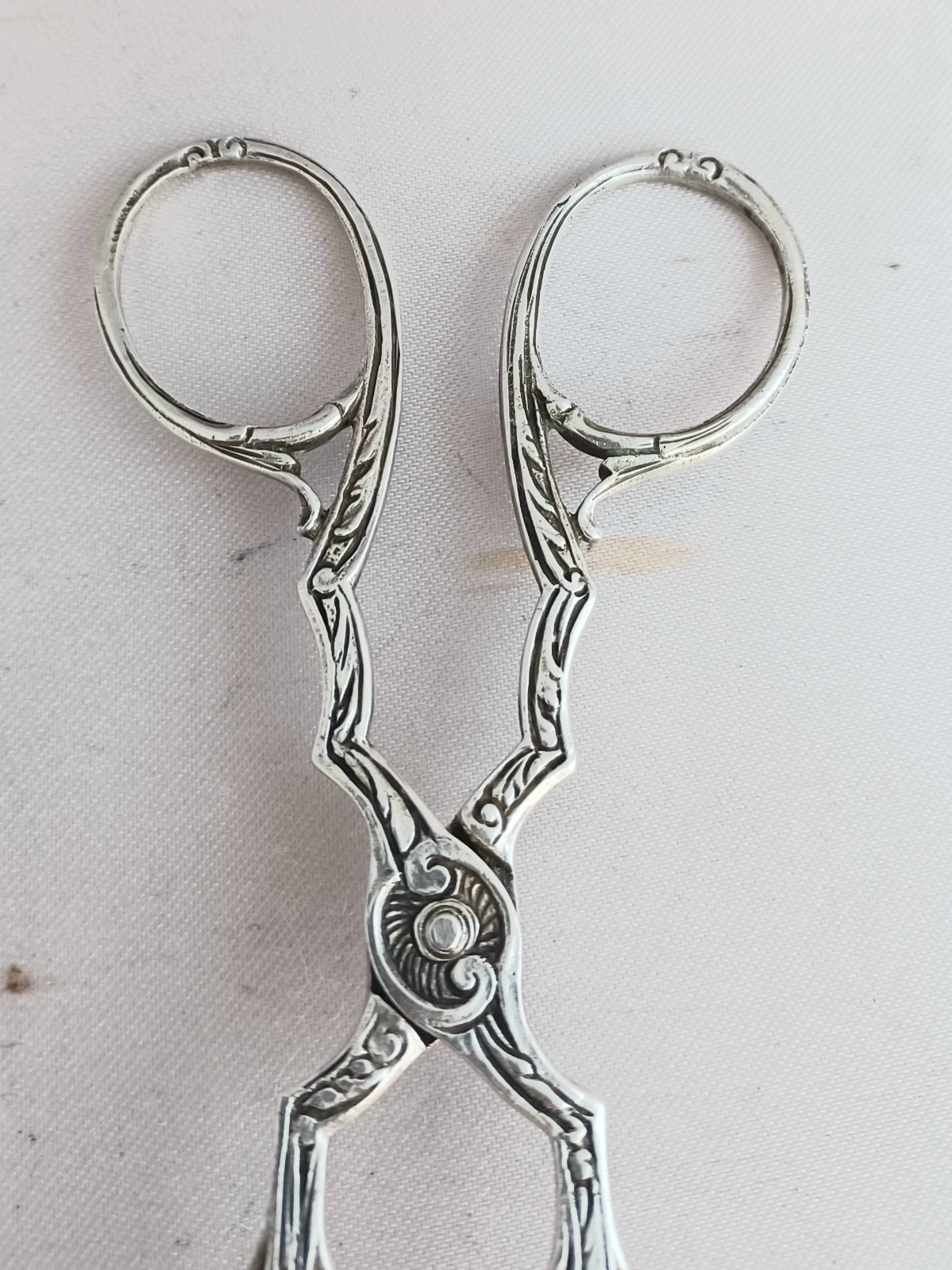 German 800 Silver Scroll Design 6 1/2" Pastry/ Ice Tongs - 6 1/2"