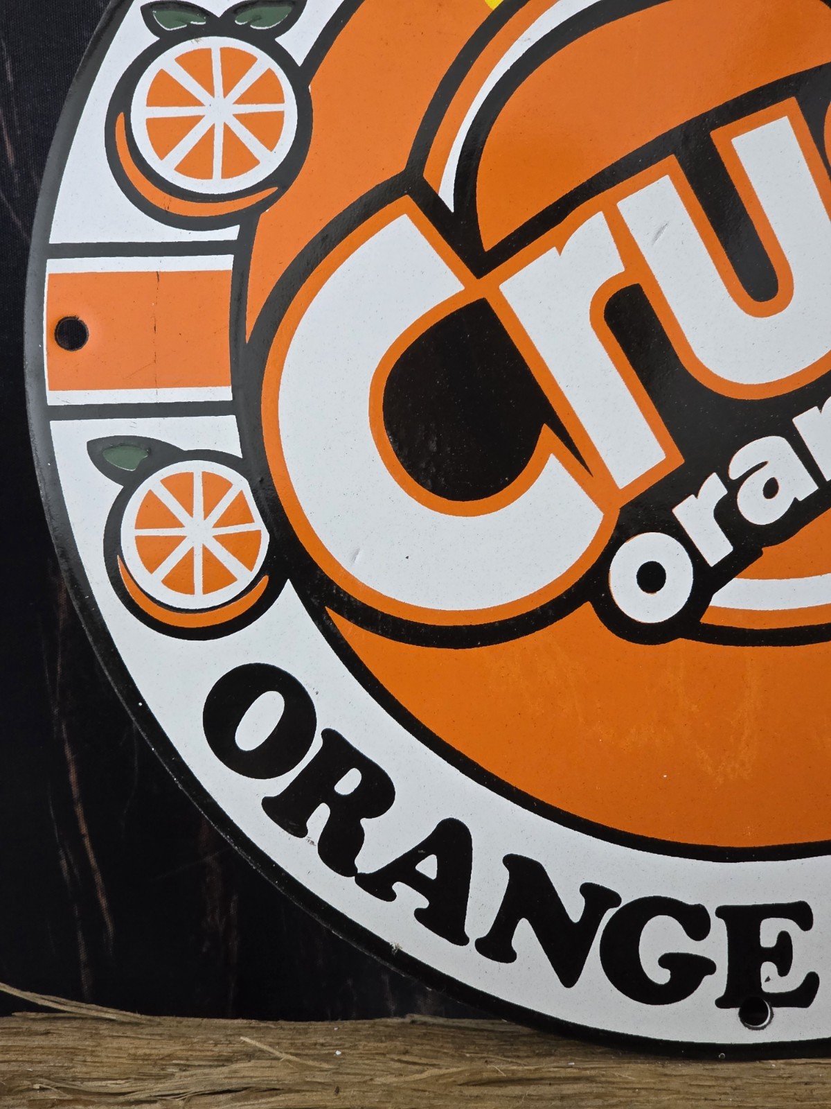 VINTAGE ORANGE CRUSH FEEL FRESH PORCELAIN GAS STATION SODA SIGN ,COKE