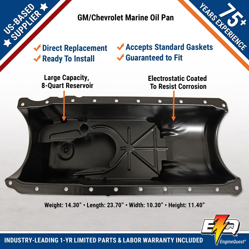 MARINE GM OIL PAN 454 7.4 / 502 8.2 Generation 6 1996 and Newer 845668T NEW