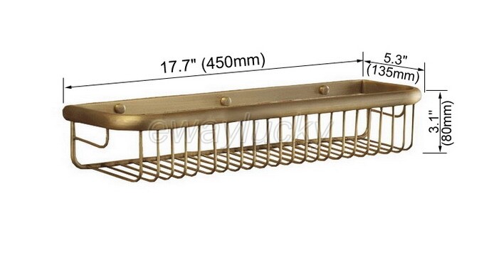 45cm Antique Brass Bathroom Accessory Shower Shelf Storage Basket Holder wba031