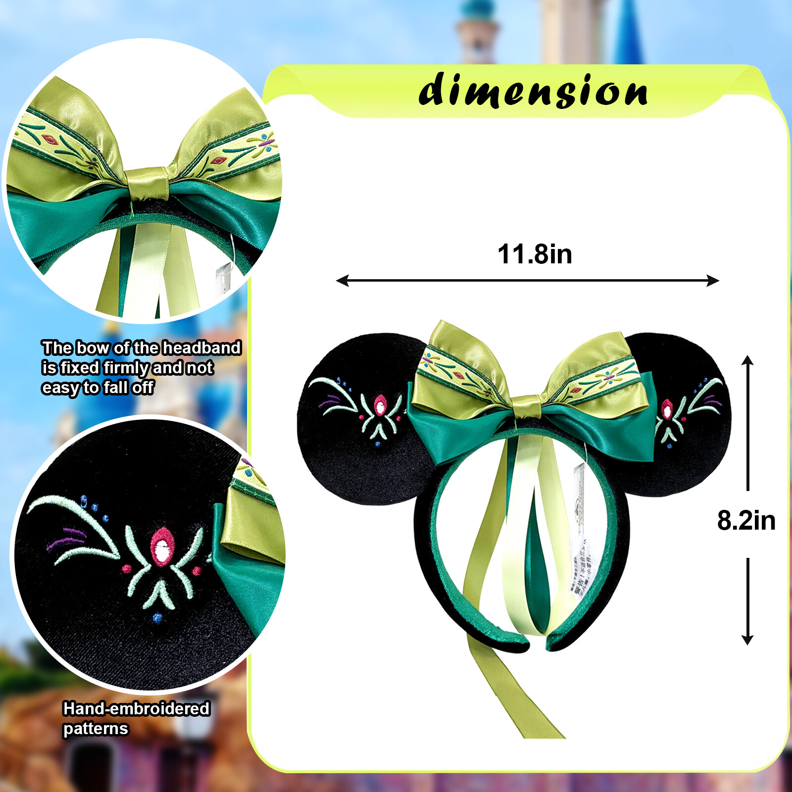 Disney- Parks Headband Frozen Anna Fantasy Springs Green Minnie Ears Disneyland