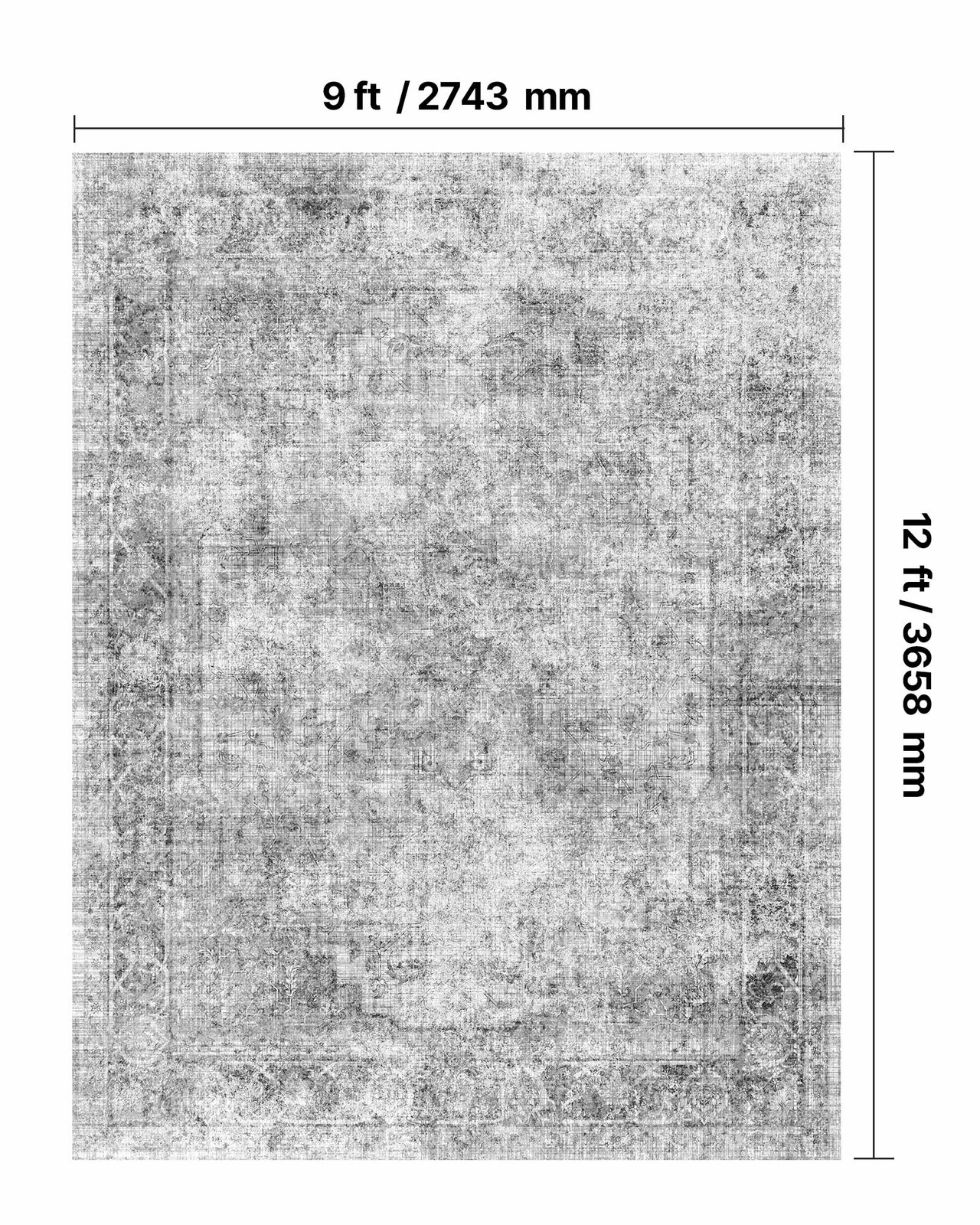 Large Area Rug 9 x 12 ft Anti-Skid Floor Mat Indoor Carpet Washable Modern Gray