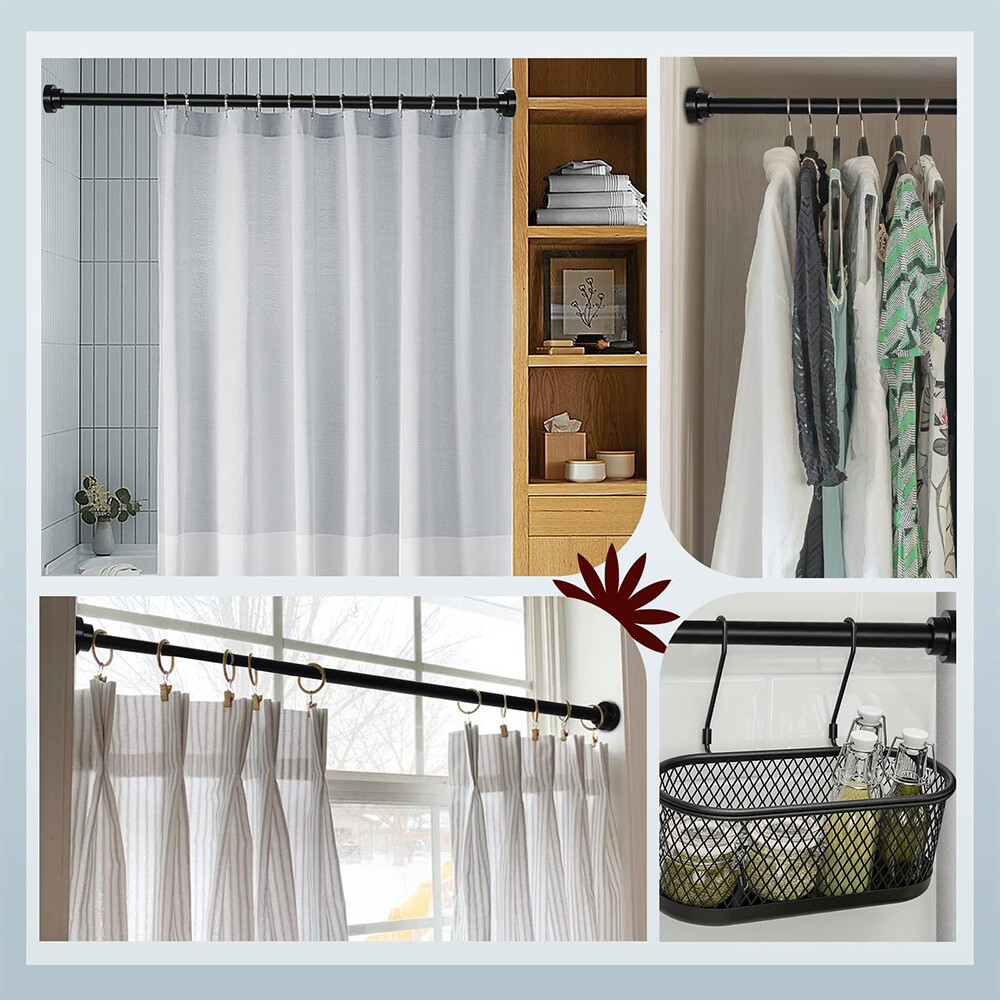 21in - 78in Stainless Steel Adjustable Telescopic Shower Curtain Rod Shower Kit