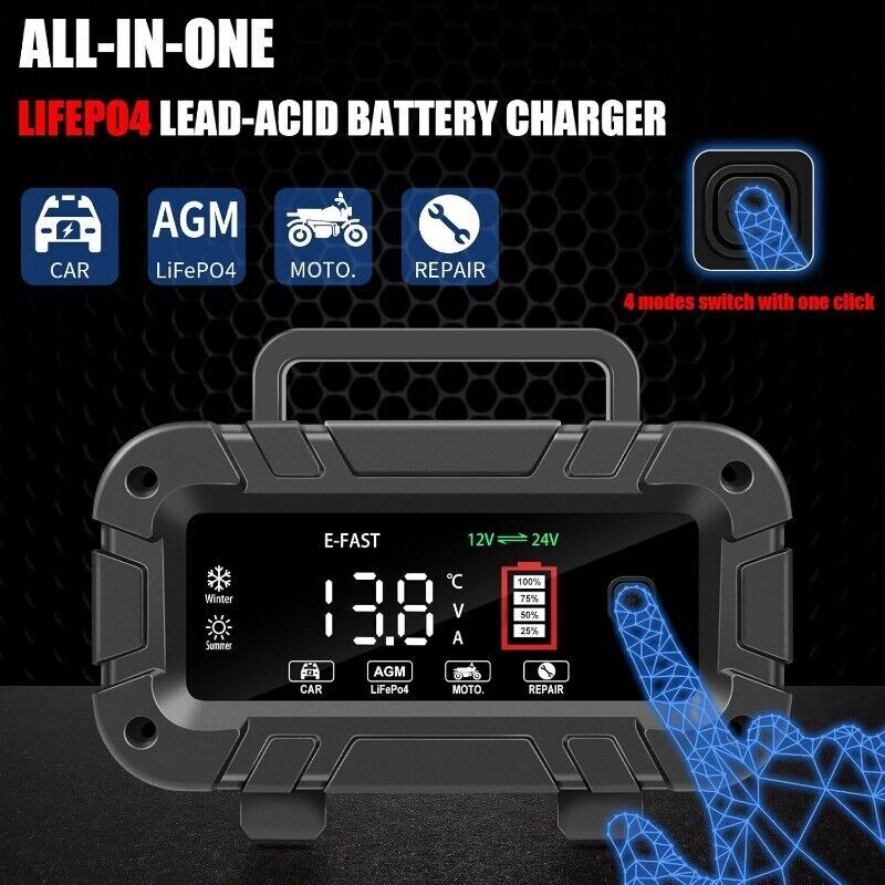 20A Battery Charger 12V/24V Smart Auto Charger for Car Truck Boat RV Lifepo4