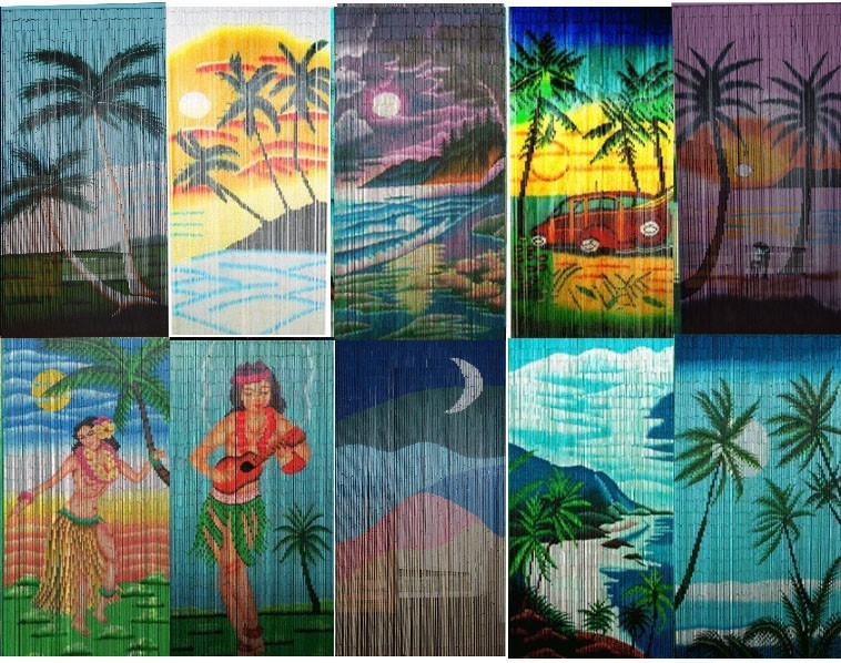 Bamboo Beaded Curtain Window Door Hanging Shoji Room Dividers Palm Hawaii Beach