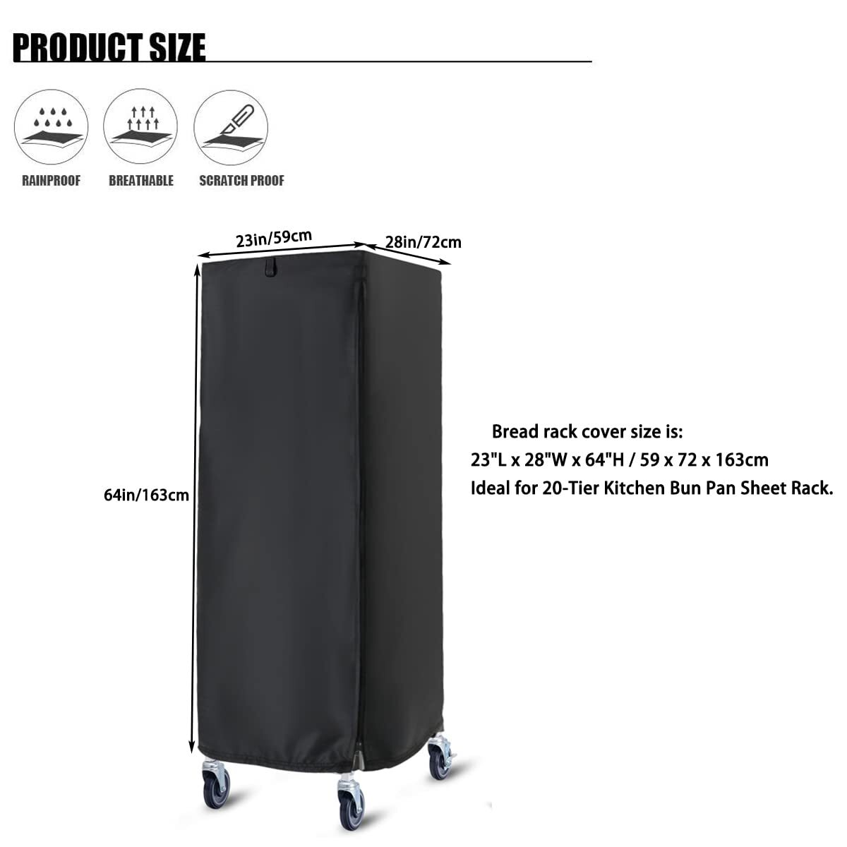 Bakery Rack Cover With Zipper 20tier Sheet Pan Rack/Bun Pan Rack Cover