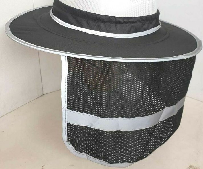 Hard Hat Sun Shade Visor for Full Brim Mesh Neck HI VIS REFLECTIVE STRIPE