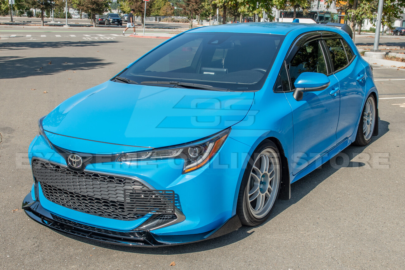 For 19-Up Corolla Hatchback | Track Style GLOSS BLACK Front Bumper Lip Splitter