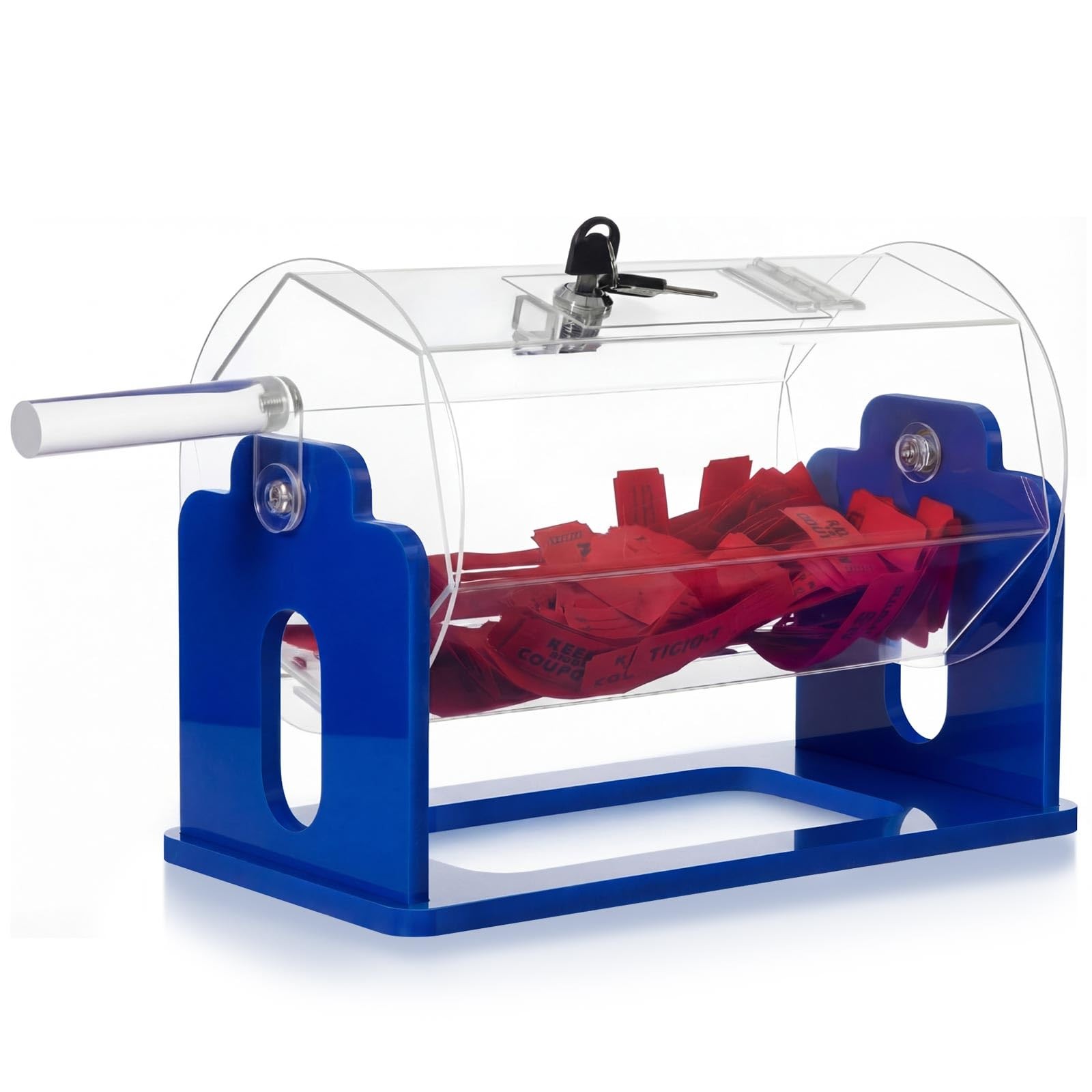 Acrylic Raffle Tickets Drum, 13 x 10.6 x 7 Inches Clear Raffle Tickets Box wi...