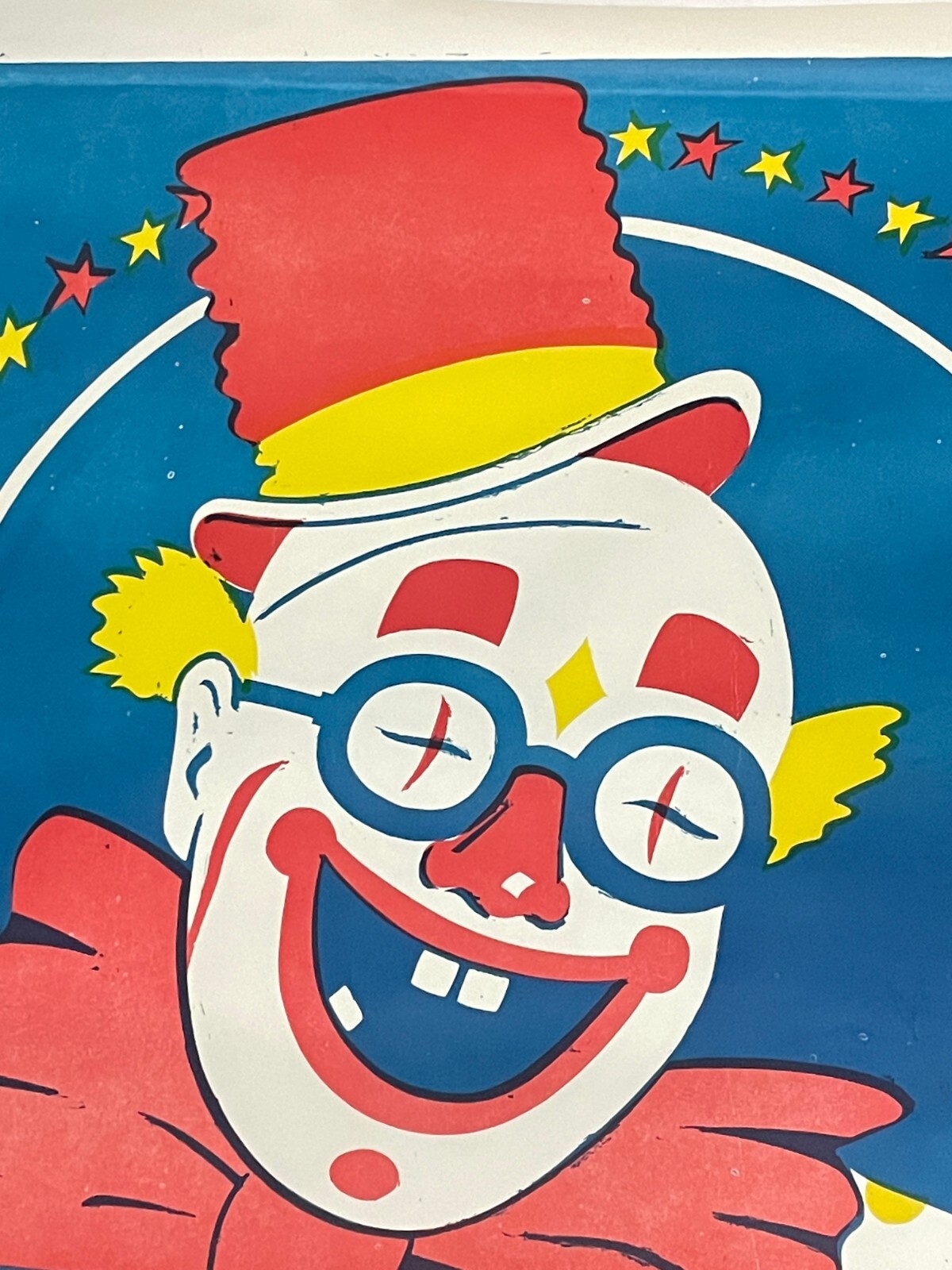 28" x 42" Original Vtg Fisher Bros Circus Poster Clown With Glasses Arkansas #3