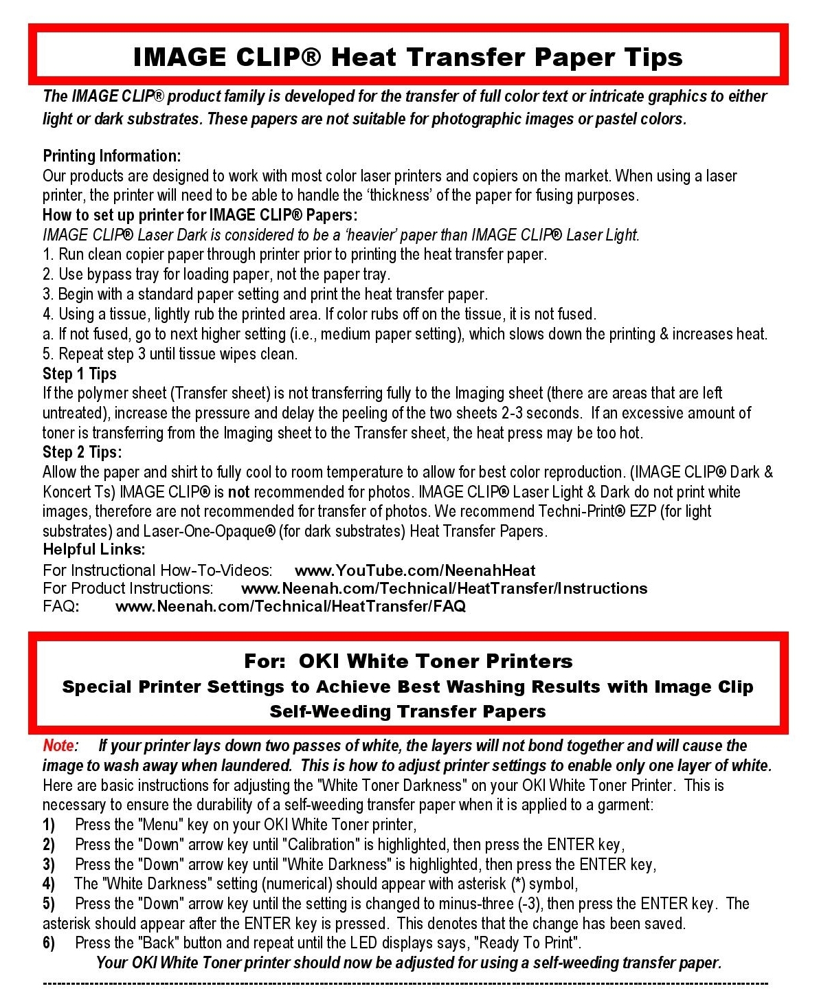 LASER TRANSFER NEENAH "IMAGE CLIP DARK" SELF-WEEDING #9849 (8.5"X11") (100 SETS)