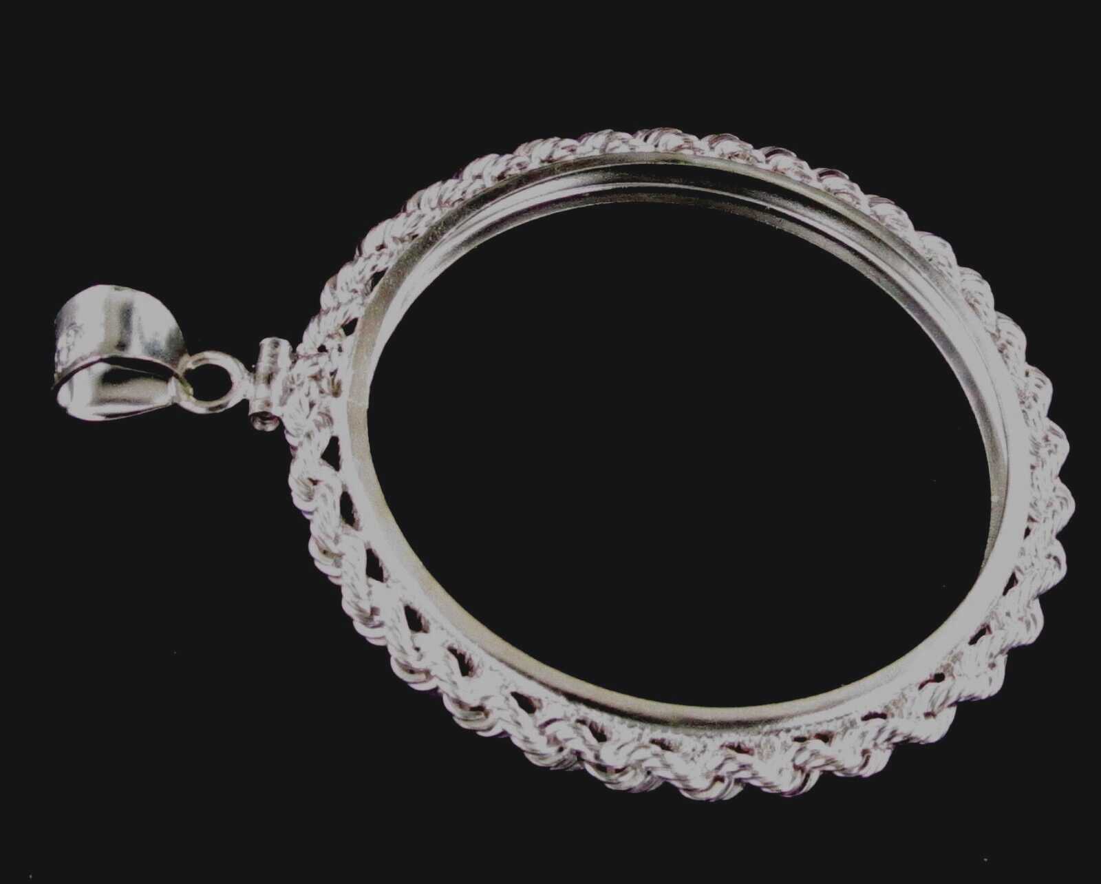 Coin Bezel 1 oz. American Silver Eagle 40.6mm Sterling Silver Rope Soldered Bail