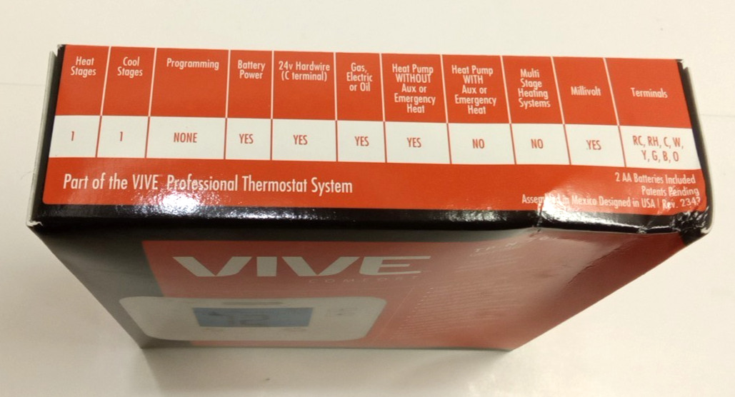 Vive TP-N-701 Single Stage 1 Heat/1 Cool Digital Non-Programmable Thermostat