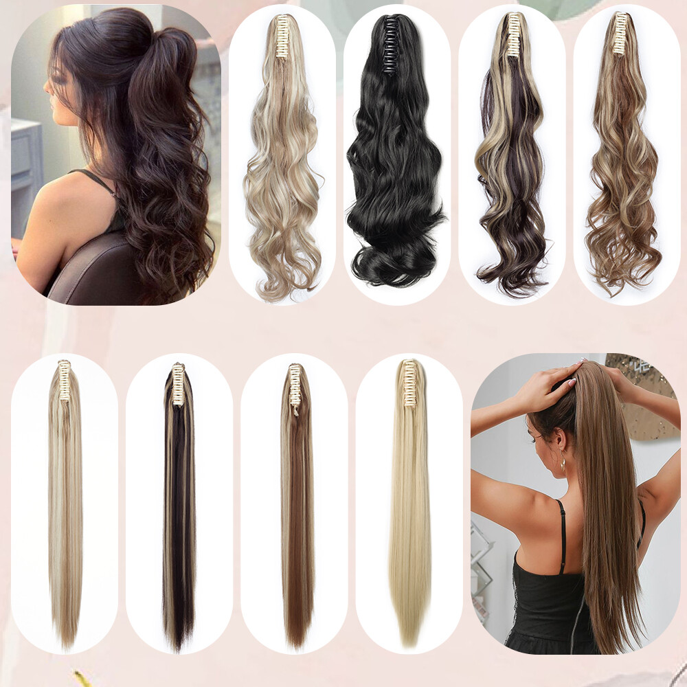Claw Clip Wavy Ponytail Extensions As Human Pony Tail Long Hair Hairpiece Real