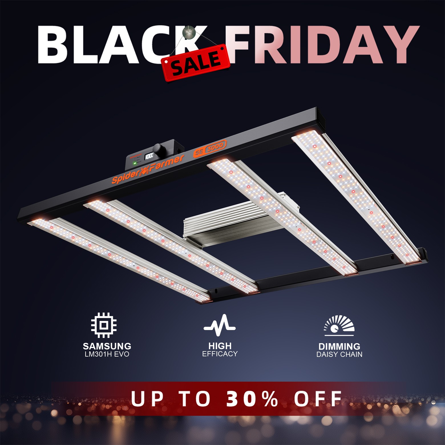 Spider Farmer SE3000 LED Grow Light Bar Samsung Full Spectrum Indoor Plant