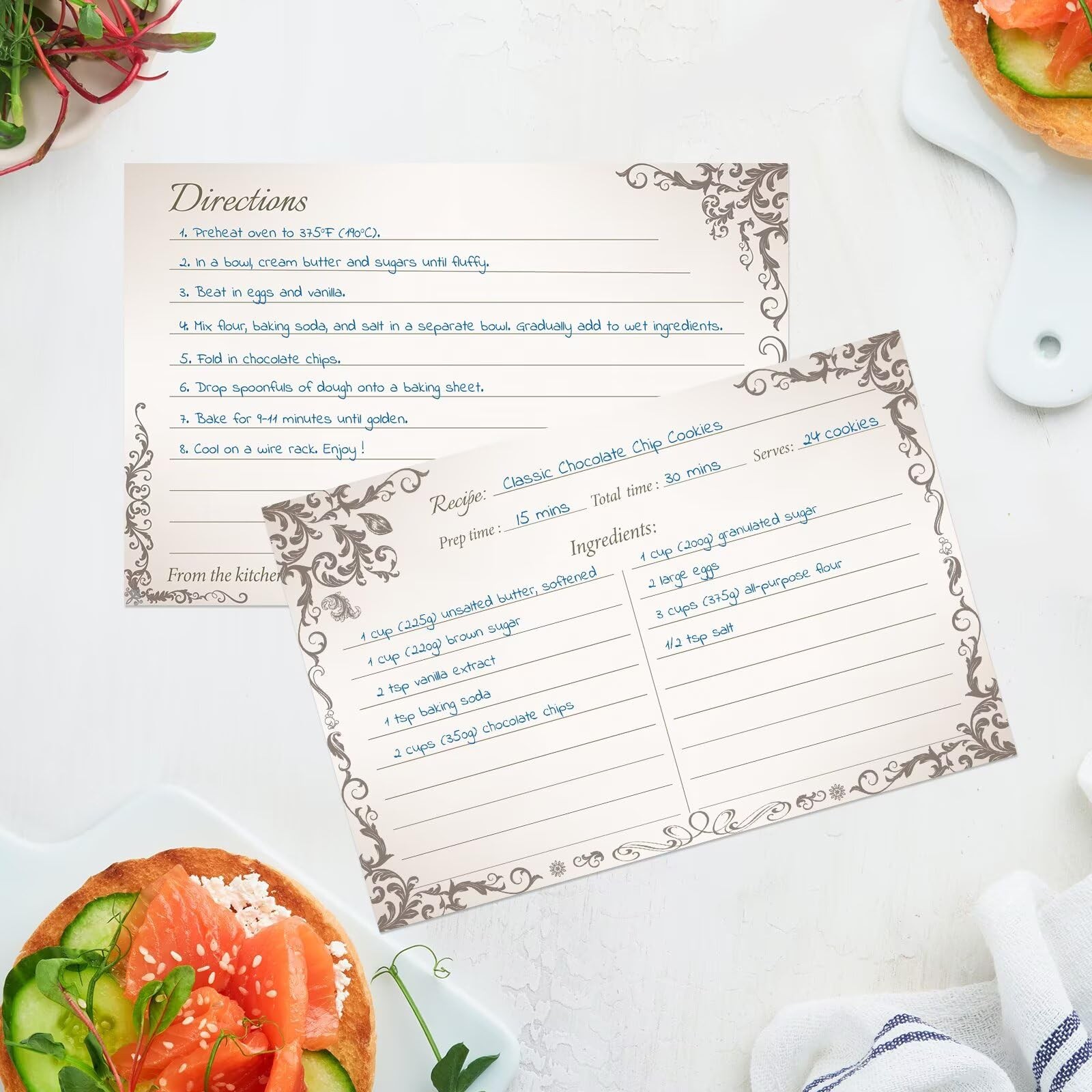 4X6 Blank Recipe Cards (60-Pack) - Line Art Design for Cooking, Bridal Showers,