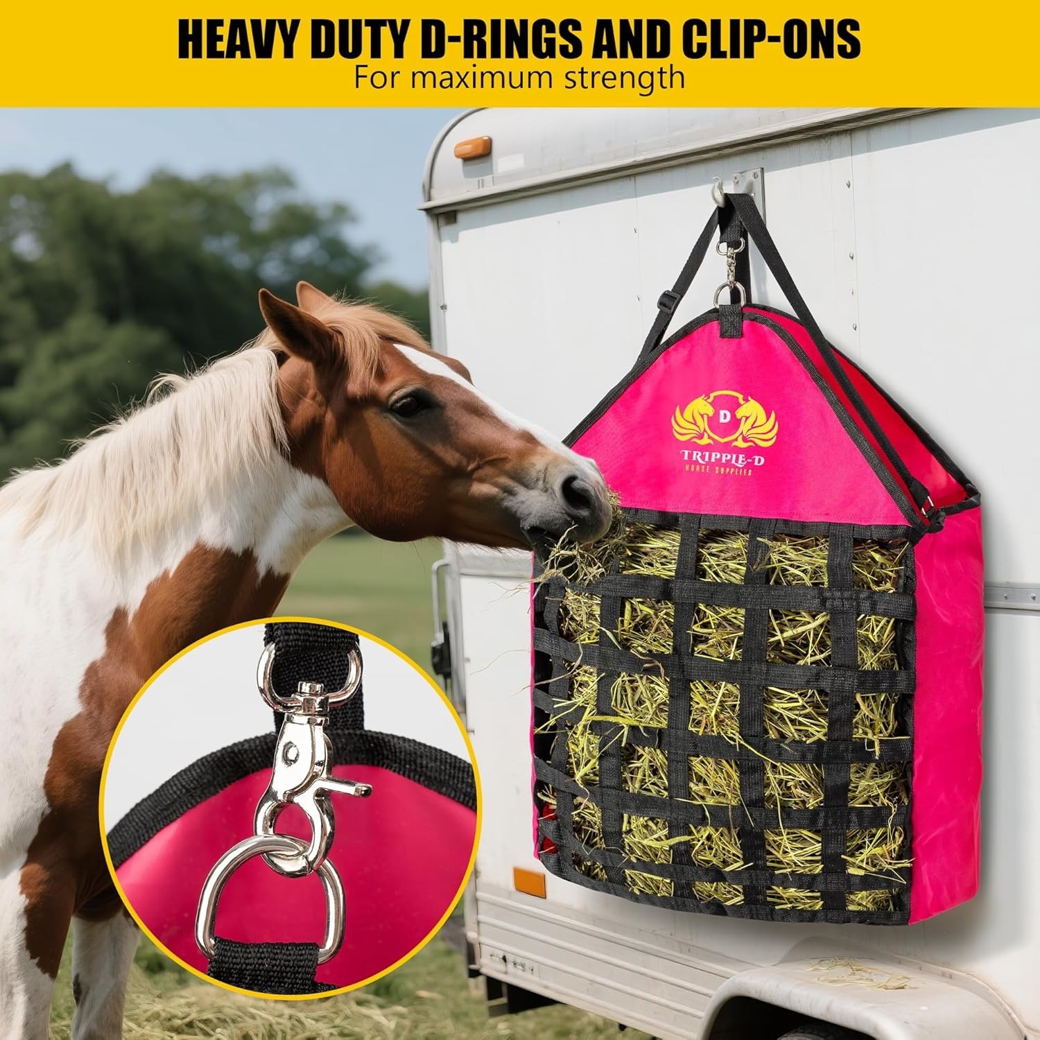 Tripple-D Horse Supplies top Loading Slow Feeder hay Bag Equipment Horses Goats