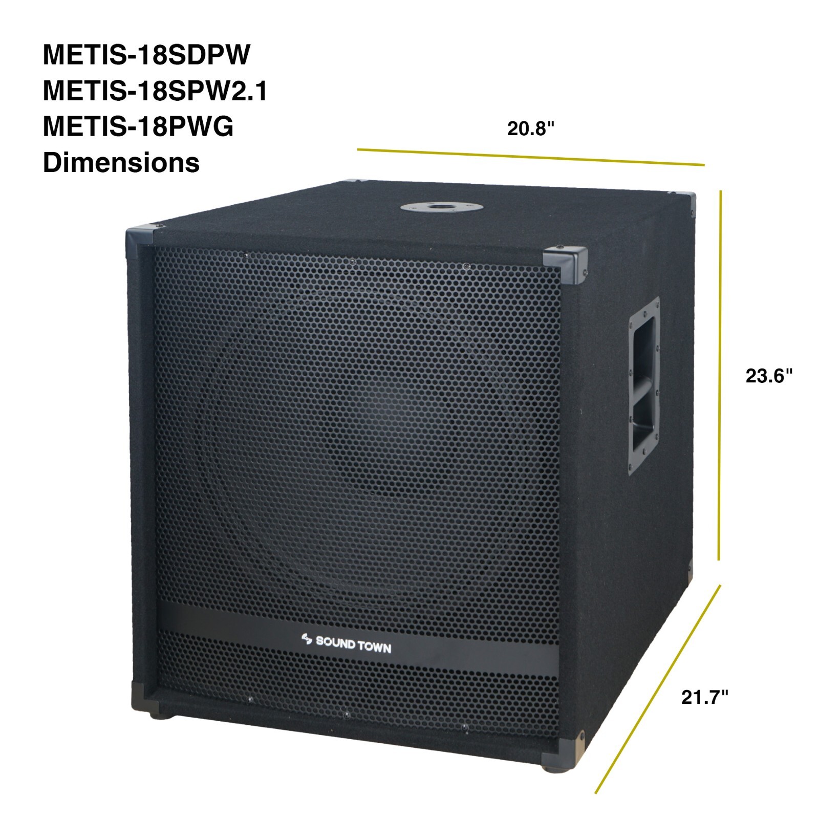 Sound Town 2400W 18" Powered Subwoofer with High-Pass Filter (METIS-18PWG)