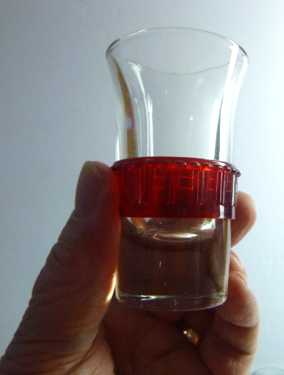 AS IS Vtg Park Sherman MCM Liquor Dispenser 6 Shot Glasses Rotating Chrome Tray