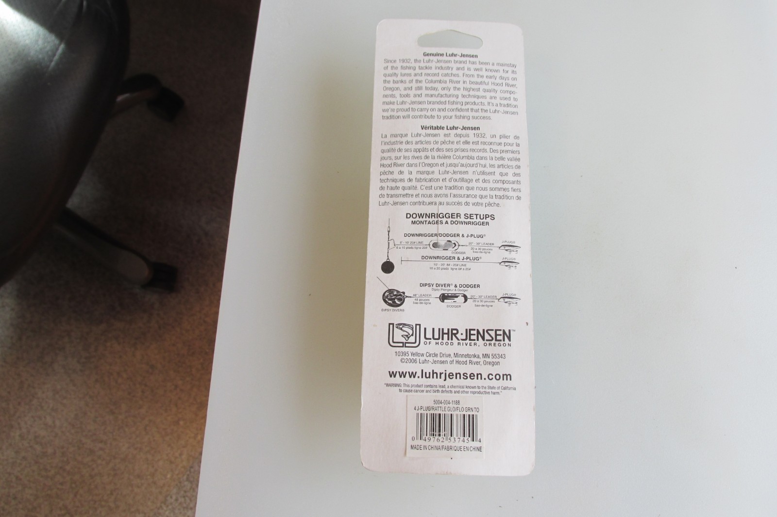 Drawer #46 Vintage Luhr Jensen Glow Rattle J-Plug Size 4 New In Faded Package