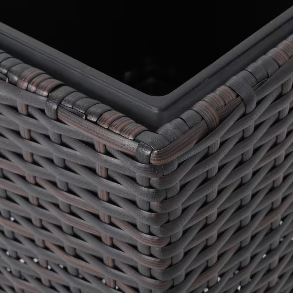 Sanger Outdoor Patio 32 In. and 24 In. Multibrown Wicker and Metal Flower Pot (2