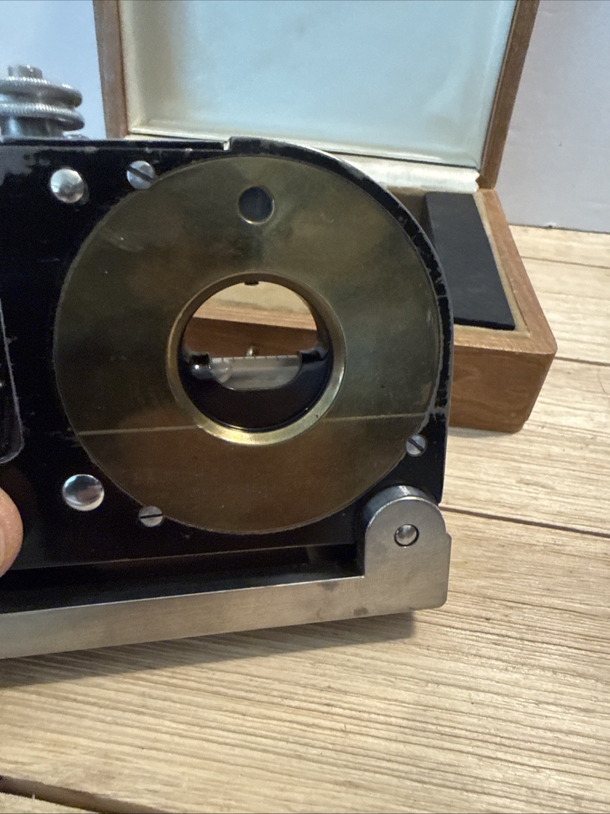 Vintage Bausch & Lomb Precision Machinist Spirit Level in Wood Case USA Rare