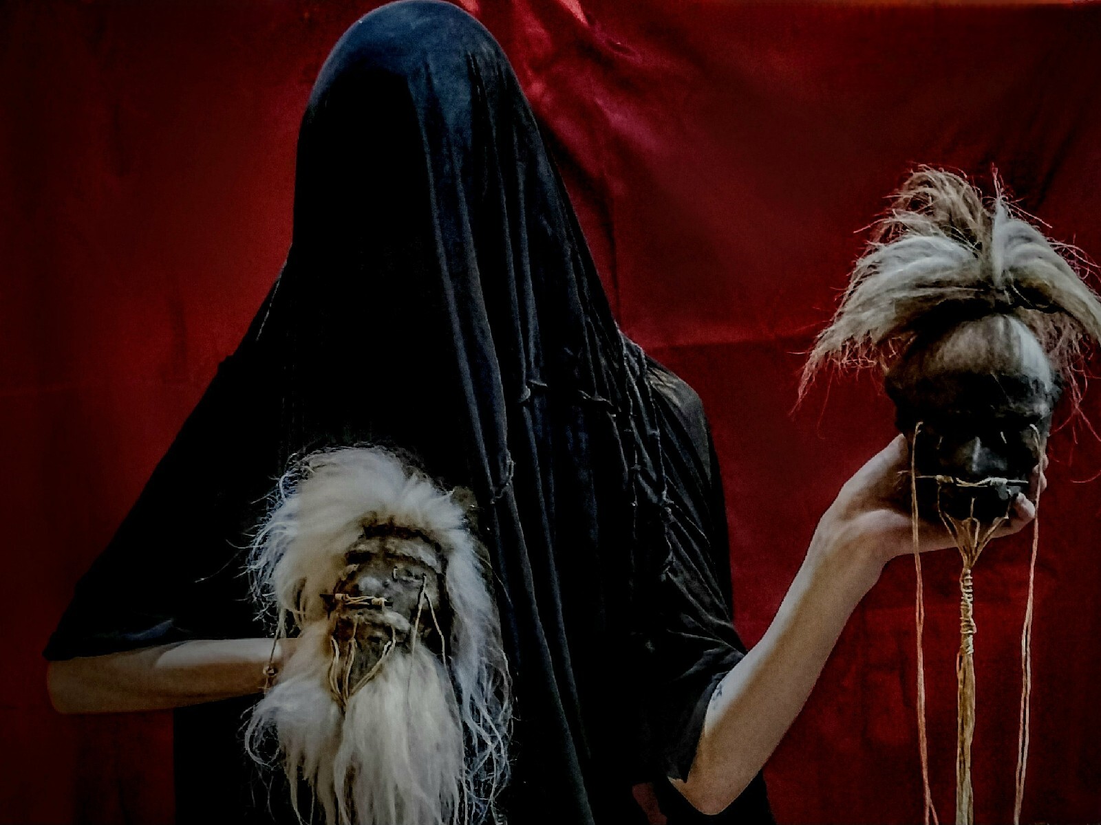 Shrunken Head, Real Leather and Hair, Oddities, Curiosities, Creepy, Lama alpaca