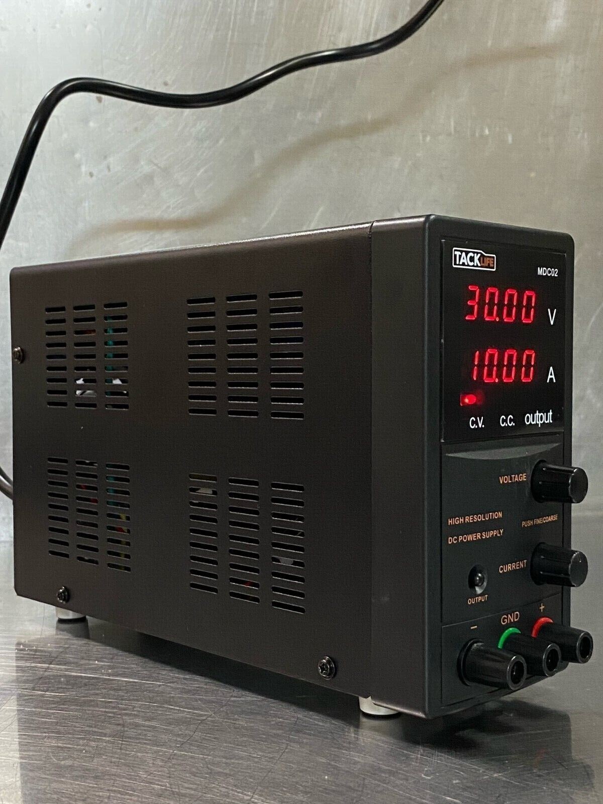 TACKLIFE 0-30V DC 10-AMP Variable Power Supply Course /Fine Adjustment 12V MDC02