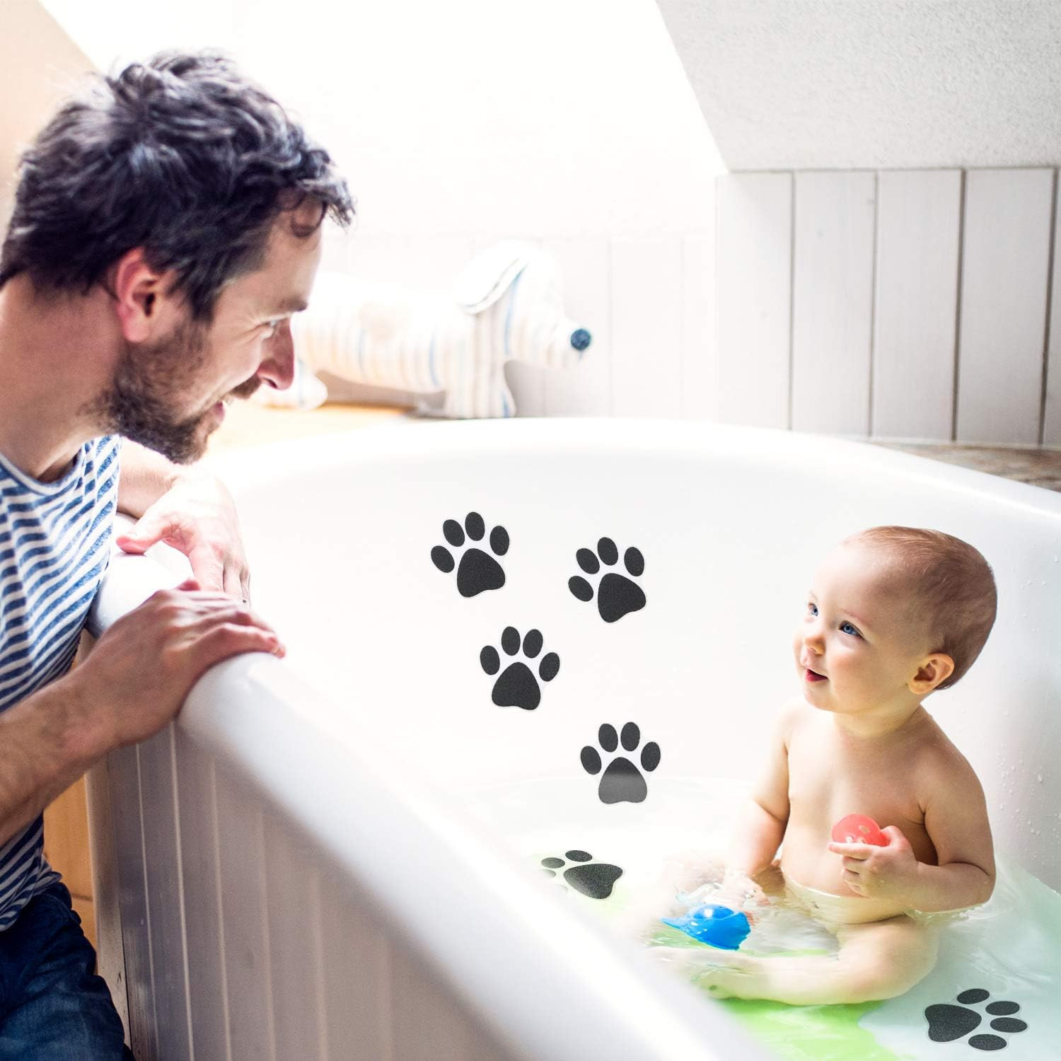 20 Pcs Non Slip Bathtub Stickers Shower Floor Sticker Safety Adhesive Paw Decals