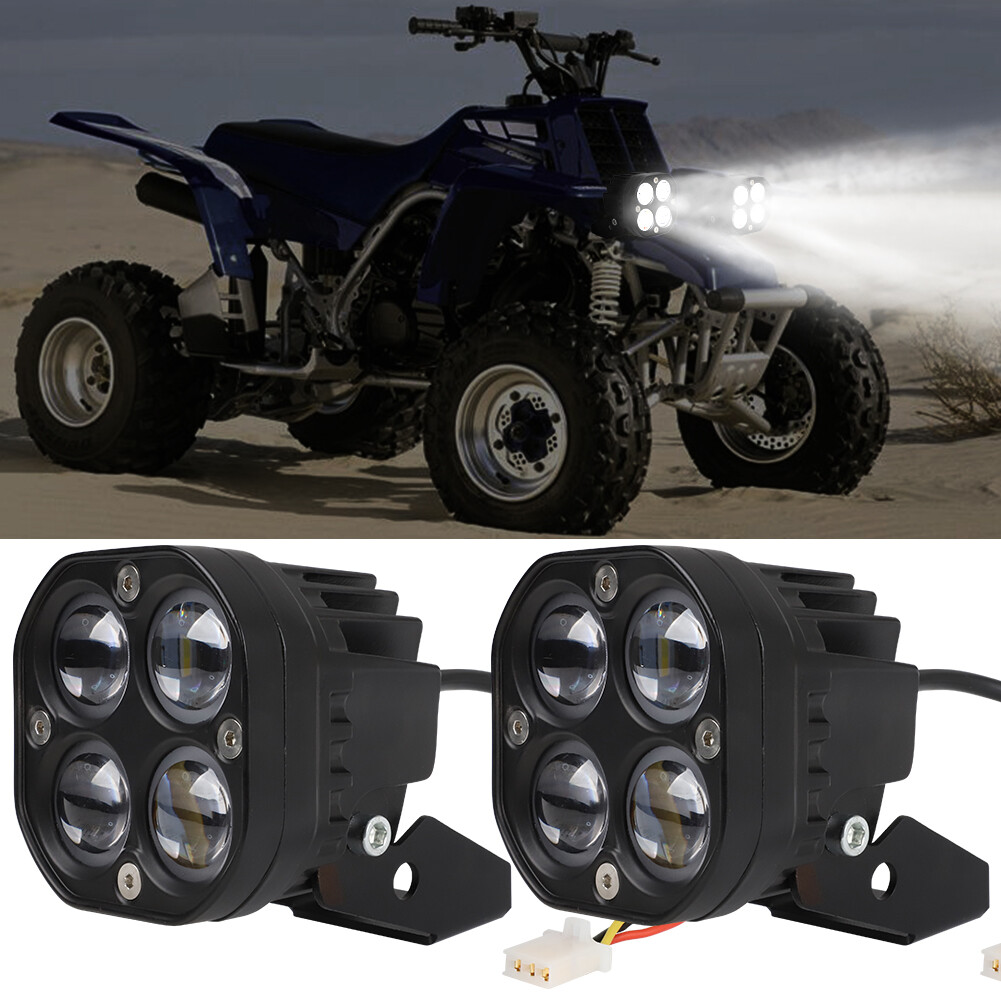 Pair LED Headlights Kit Lens Lights For Yamaha Banshee /Warrior 350 YFZ350 ATV