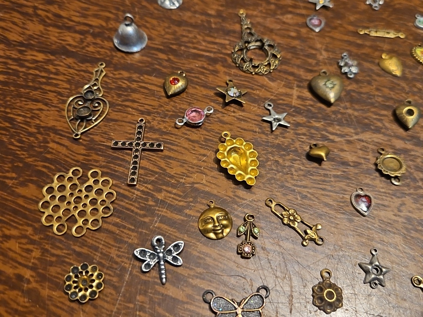 Lot Of 50 Mixed Parts Pcs France Vintage 60s Brass Stampings Findings Jewelry 21
