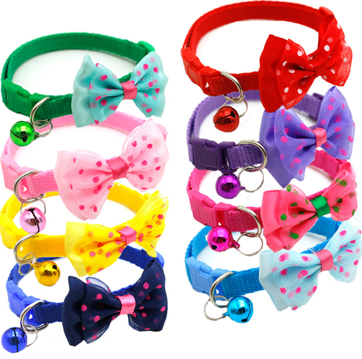 Nylon Cat Cute Collar with Bell bow tie for Cat Kitten puppy adjustable