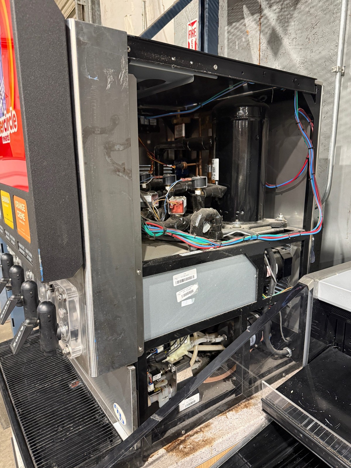 FBD FBD774-RC 4-FLAVOR FROZEN BEVERAGE MACHINE ON CUP DISPENSER STAND