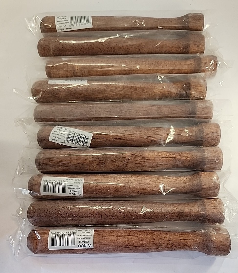 WINCO - WMW-8 - Lacquered Wood Walnut Muddler - 8" - Lot of 10