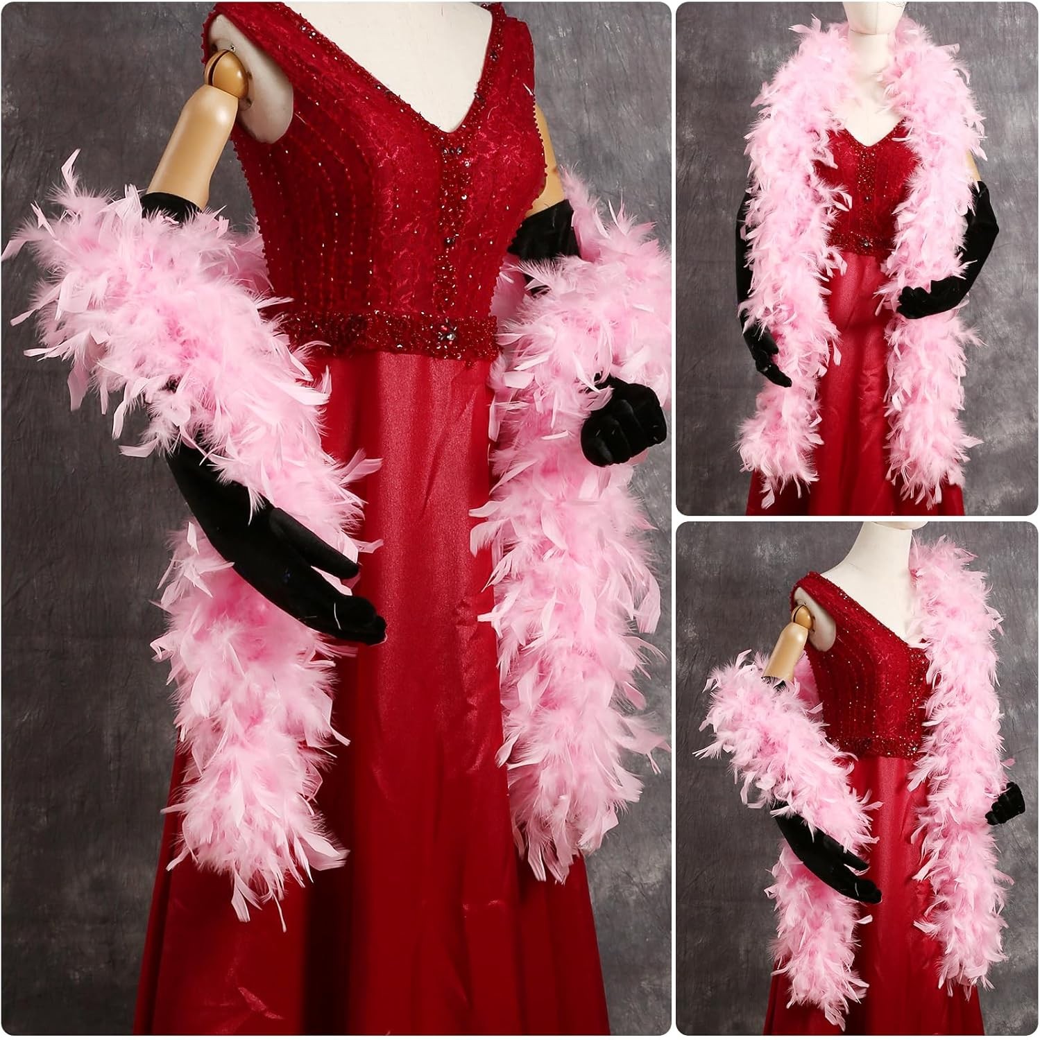 THARAHT Chandelle Feather Boa 19 Color-38g/55g100g 2Yard Dancing Wedding Pink