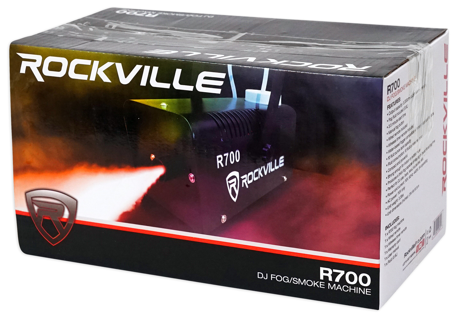 Rockville R700 Fog/Smoke Machine w/ Remote+Fluid Quick Heatup, Thick Fog