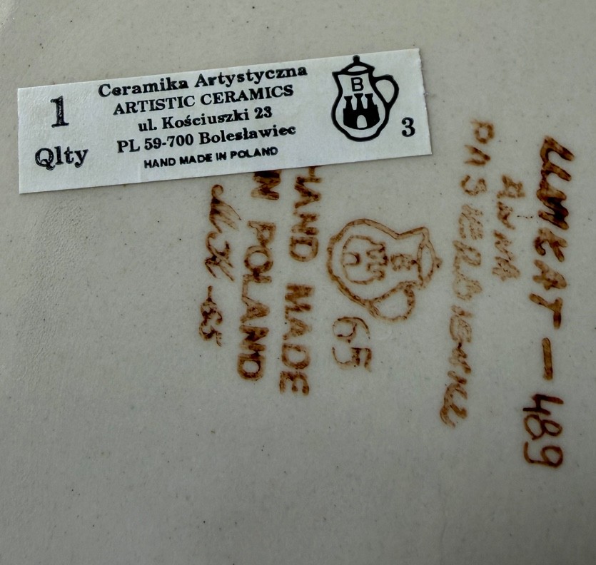 1999 Polish Pottery Fluted Bowl 11" Ceramika Artystyczna Multi-Color UNIKAT