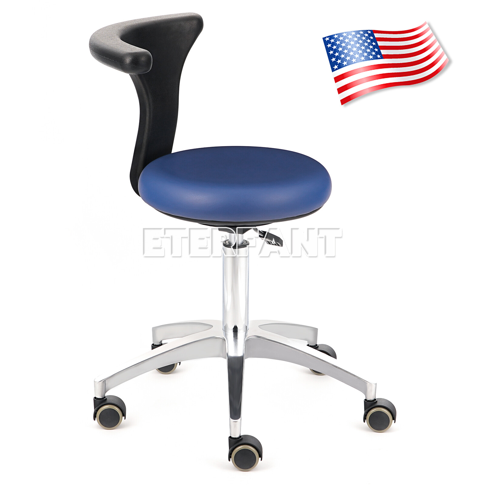 Dental Doctor Assistant Stool Mobile Chair Adjustable Height PU Leather ETERFANT