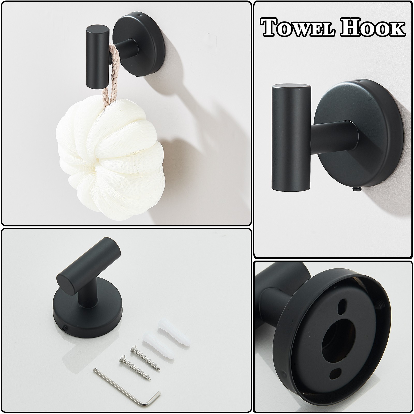 14 Pcs Black Bathroom Hardware Set Stainless Steel Towel Bar Towel Racks Hooks