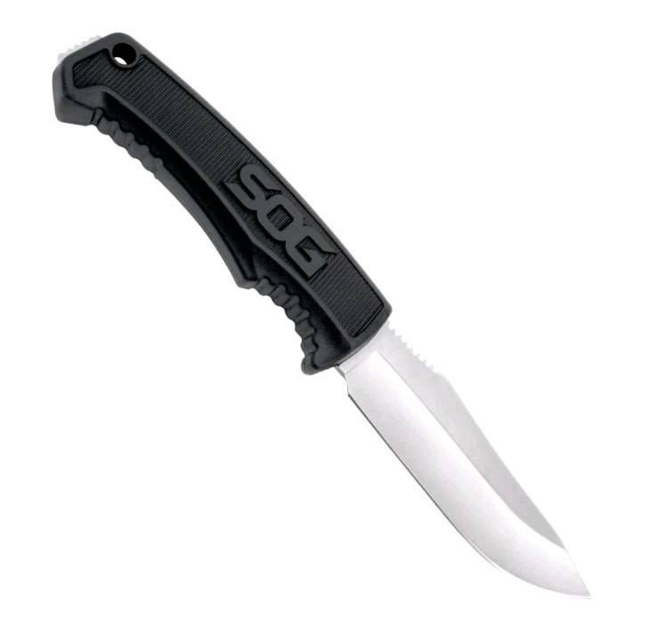 SOG Field Fixed Blade Knife 7Cr17MoV Steel Full Tang w/ Sheath Black TPR 4"