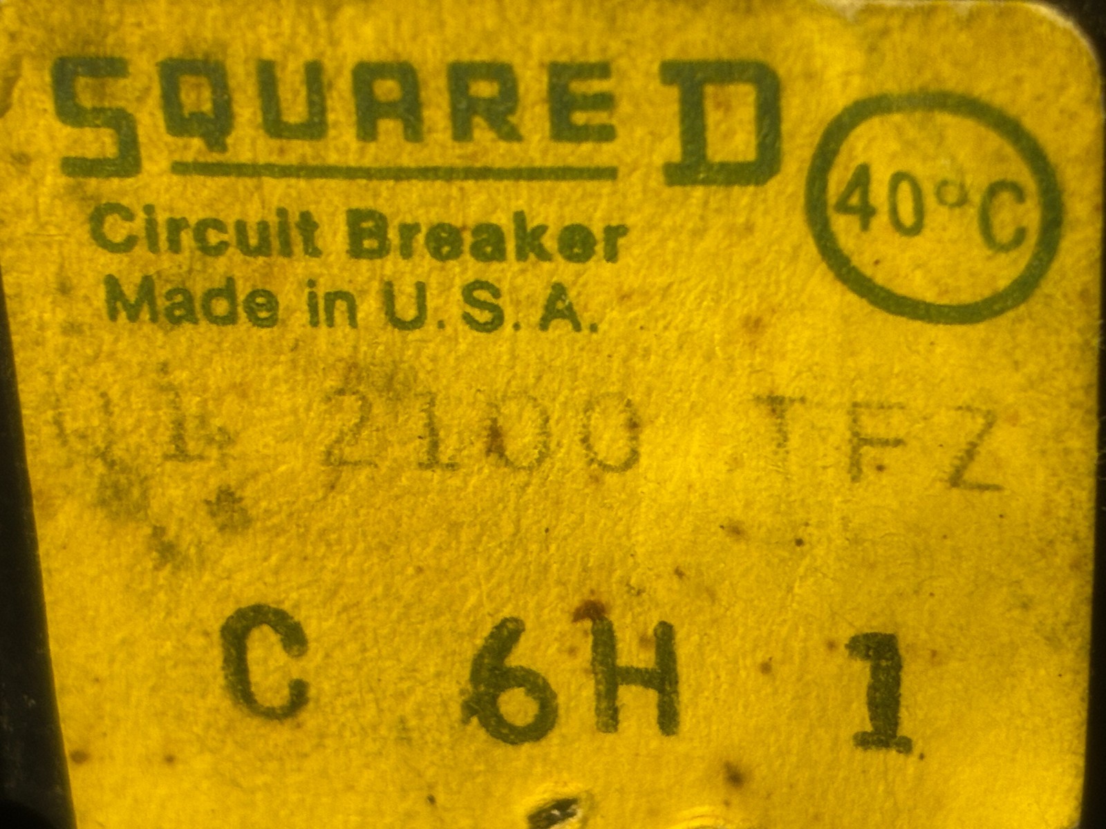 SQUARE D Q1 2100 TF Z 100 Amp 2 Pole TOP FEED MAIN CIRCUIT BREAKER Type QITF