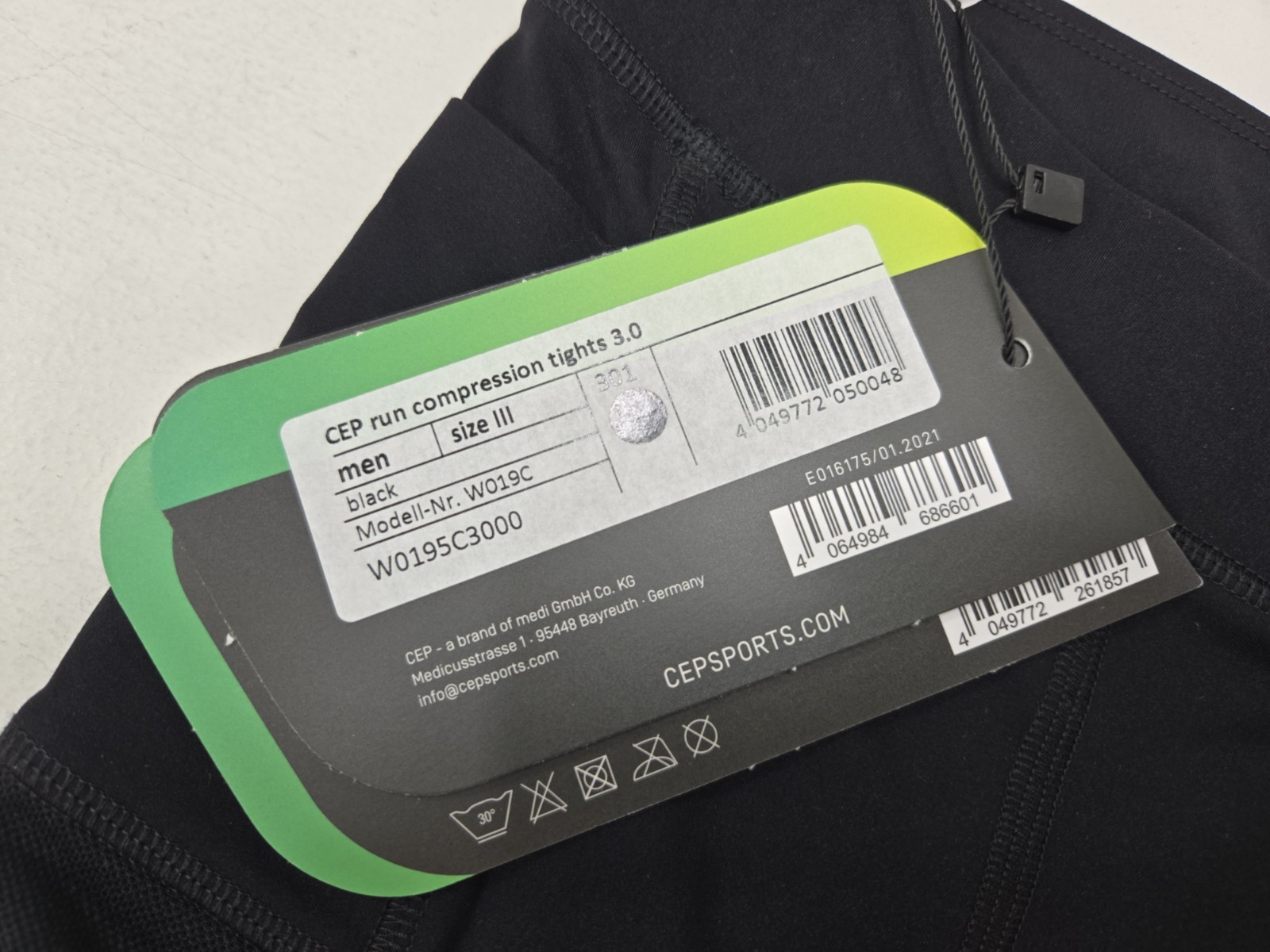 CEP Black Compression Run Tights 3.0 Size III/M Mens NEW