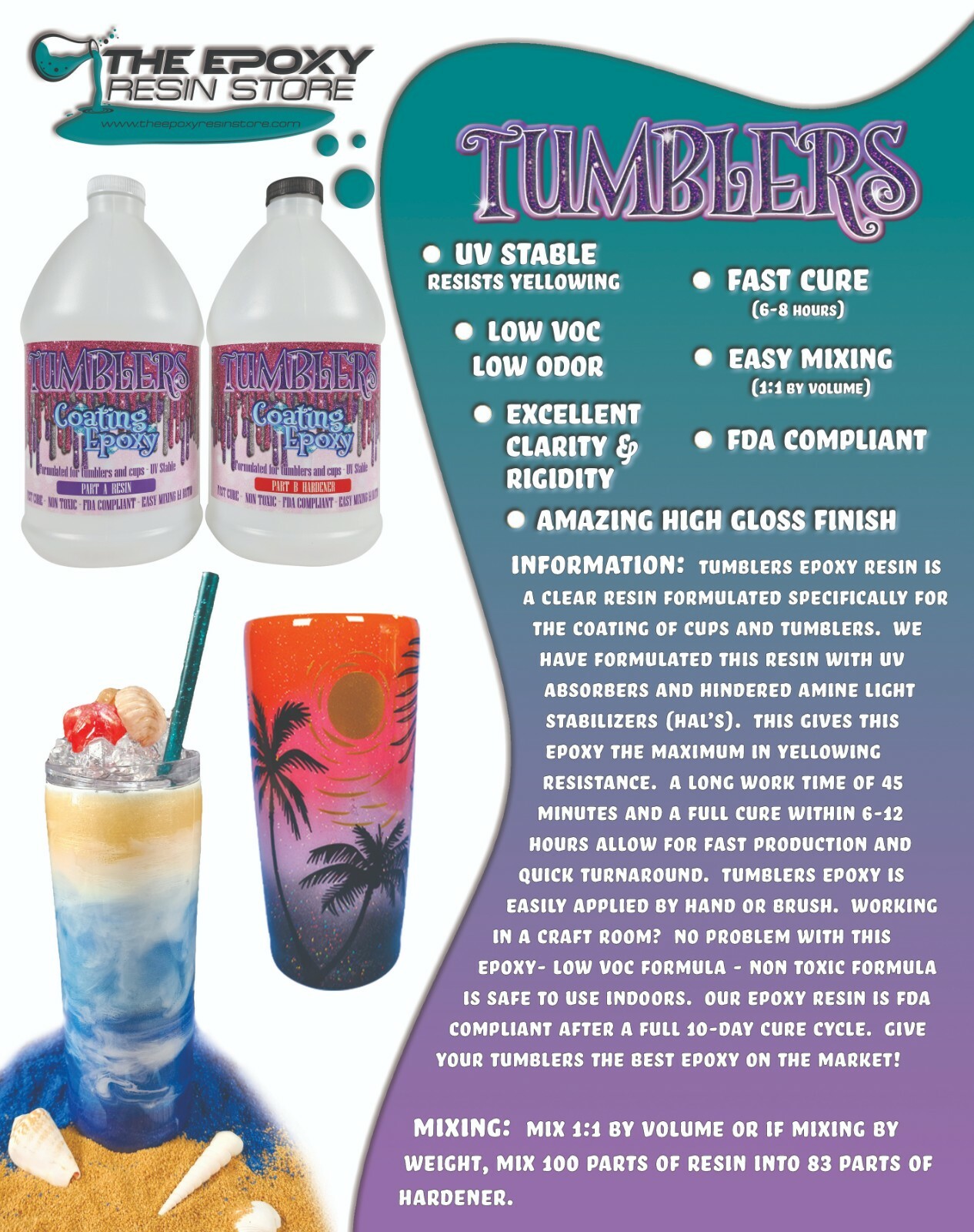 The Epoxy Resin Store Tumbler Epoxy Resin, Coating epoxy resin, UV Stable