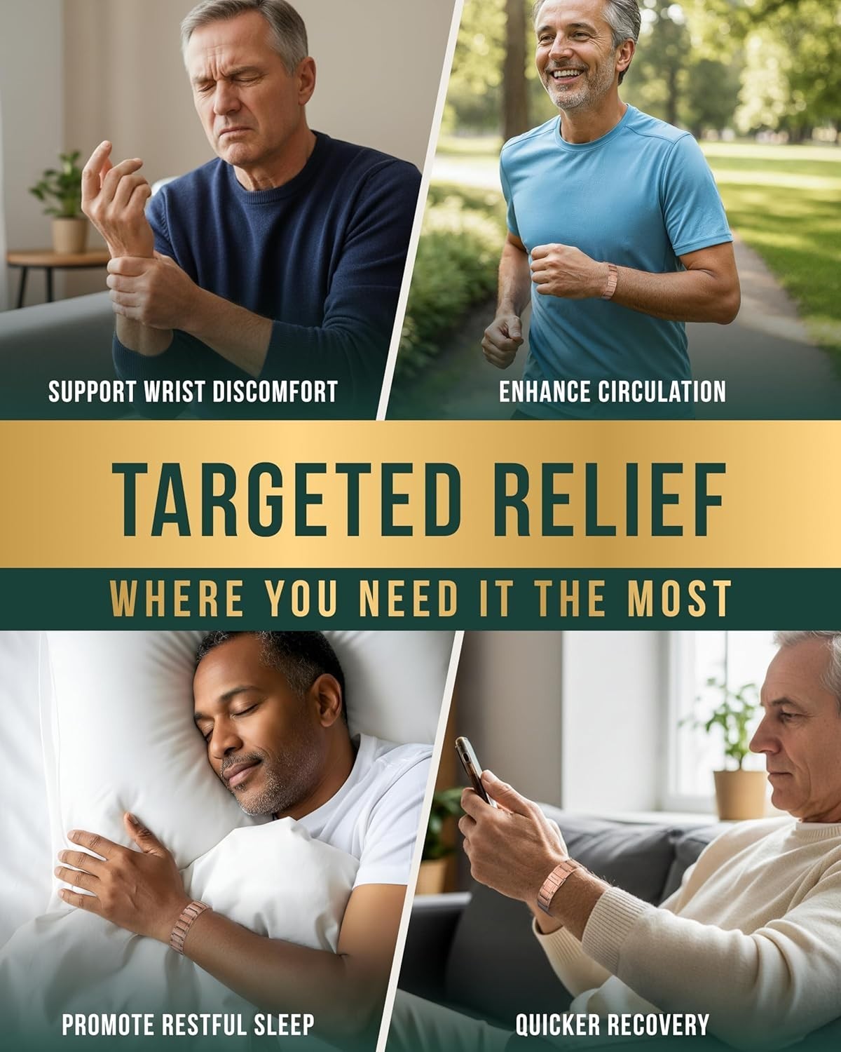 MagnetRX® 3X Strength Copper Bracelet for Men with Magnets Over Clasp and Adjust