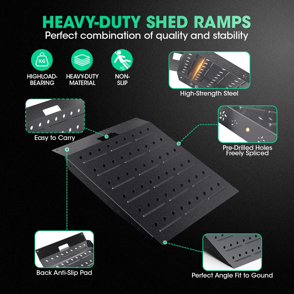 29" x 24" Shed Ramp - Black Loading Ramp 900 LB Capacity Alloy Loading Dock Ramp