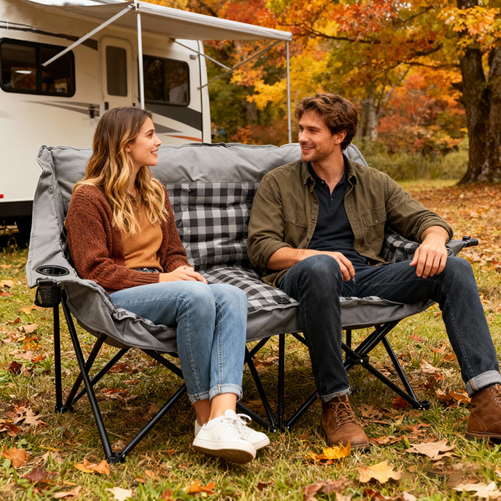 NAIZEA Double Camping Chair Oversized Loveseat 3" Thick Padded 2 Person Chairs