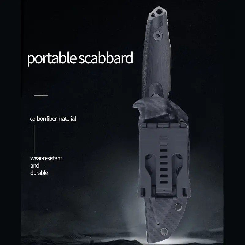 New 9.25" Tactical Fixed Blade Knife Deluxe Carbon Fiber Sheath 4.5" Tanto Blade