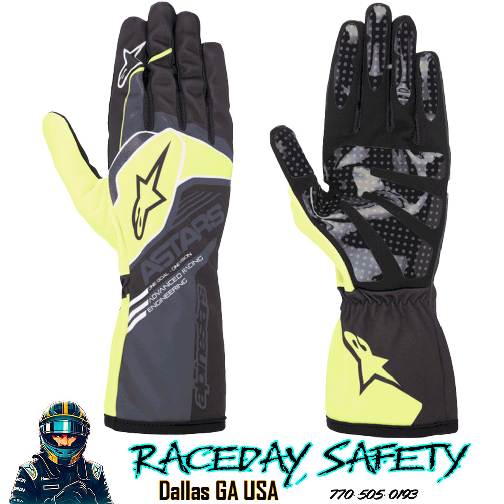 Alpinestars Youth Tech-1 K RACE S V2 CORPORATE Kart Gloves Anthracite/Lime